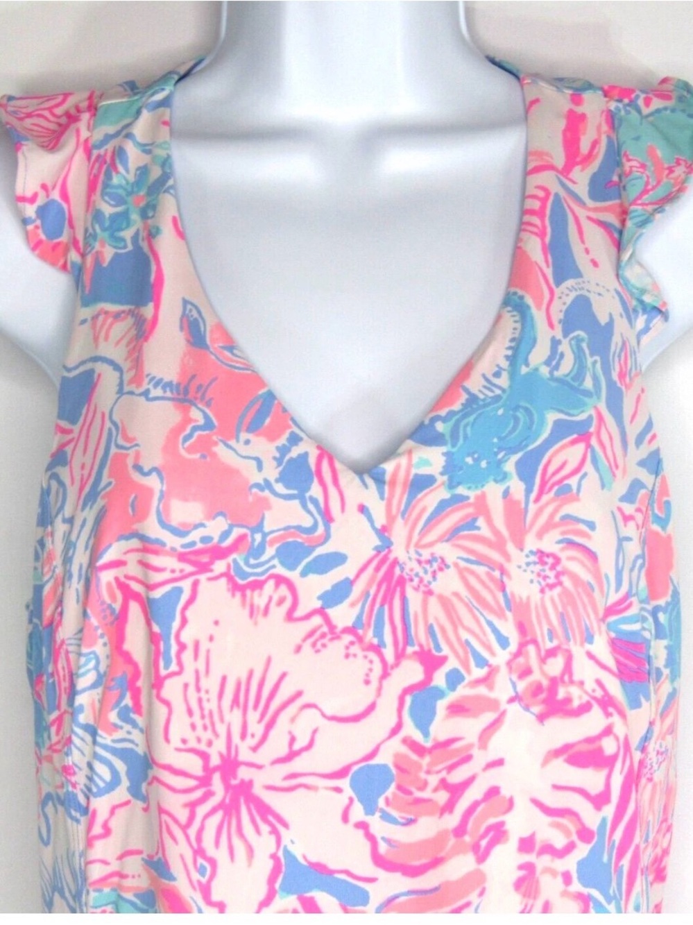 Lilly Pulitzer Luxletic Medium Floral Ruffle Sleeve UPF Performance Tank Top M - Picture 3 of 8